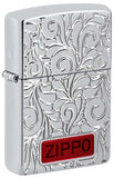 Zippo Swirl Pattern Deep Carved Design High Polish Chrome Armor 49880