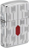 Zippo Stylish Pattern MultiCut Deep Carve High Polish Chrome Armor 49881