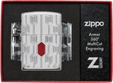 Zippo Stylish Pattern MultiCut Deep Carve High Polish Chrome Armor 49881