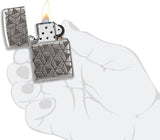 Zippo Geometric Design MultiCut Deep Carved Antique Silver Armor 49883