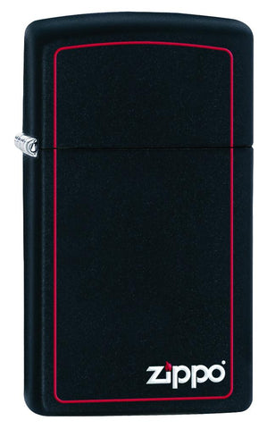 Zippo Slim Black Matte with Logo and Border 1618ZB