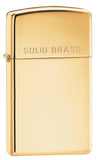 Zippo Slim High Polish Brass with Solid Brass Engraved 1654