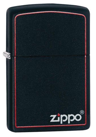 Zippo Black Matte with Logo and Border 218ZB