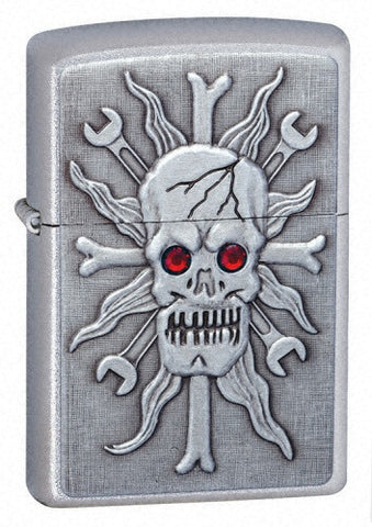 Zippo Wrenching Headache Emblem Satin Chrome 24052