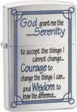 Zippo Serenity Prayer Brushed Chrome 24355