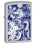 Zippo Penguin Floral Satin Chrome 24762
