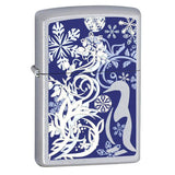 Zippo Penguin Floral Satin Chrome 24762