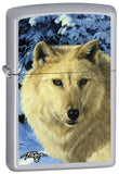 Zippo Linda Picken White Wolf Satin Chrome 24784