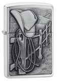 Zippo Resting Cowboy Emblem Brushed Chrome 24879