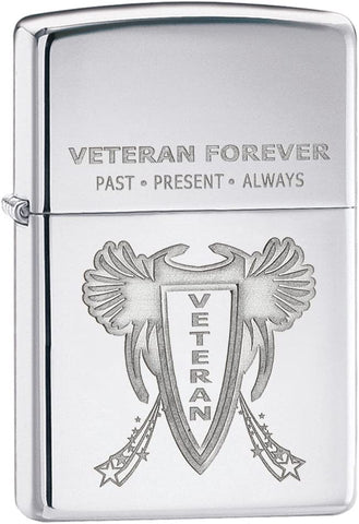 Zippo Proud To Be A Veteran High Polish Chrome 28054