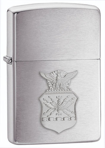 Zippo Brushed Chrome US Air Force Crest Emblem Lighter 280AFC/O
