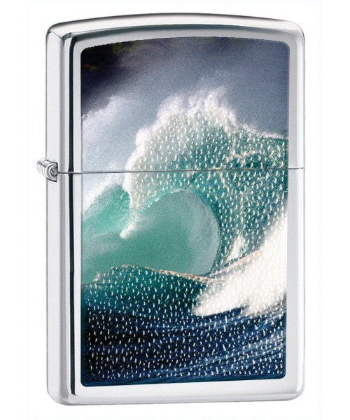 Zippo #7 ocean wave design High Polish Chrome 28178