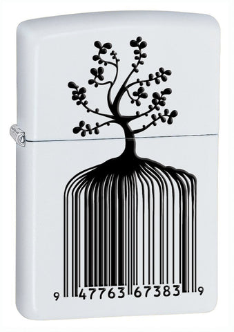 Zippo White Matte Indentity Bar Code Lighter 28296