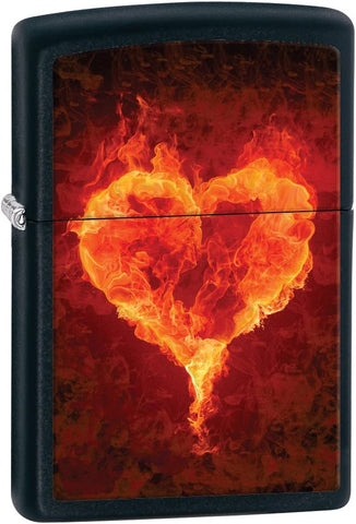 Zippo Black Matte Burning Heart 28313