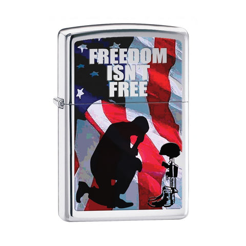 Zippo High Polish Chrome Freedom Isn't Free Lighter 28336