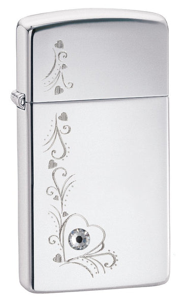 Zippo High Polish Slim Vine of Hearts Lighter 28365