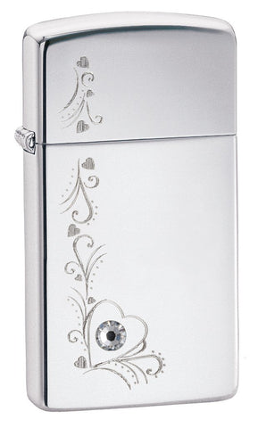 Zippo High Polish Slim Vine of Hearts Lighter 28365