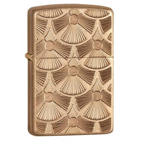 Zippo Armor Fanned Discs Tumbled Brass 28541