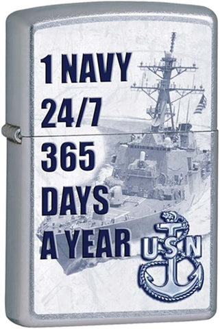 Zippo Navy 365 Days a Year Street Chrome 28578