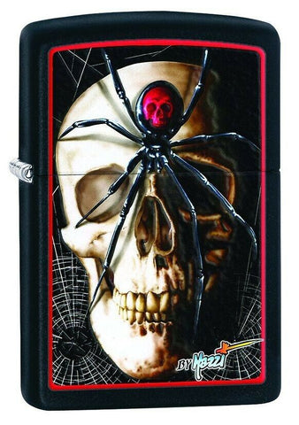 Zippo Mazzi Black Widow Skull, Black Matte 28627