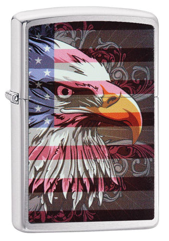 Zippo Eagle and Flag Brushed Chrome 28652