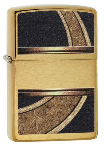 Zippo Gold and Black Circle Brushed Brass 28673