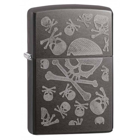 Zippo Skulls and Crossbones Gray Dusk 28685