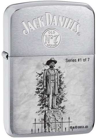 Zippo Brushed Chrome 1941 Statue of Jack Daniel 28736 #1 of 7