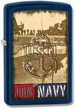 Zippo US Navy Logo Windproof Lighter, Blue Matte 28747