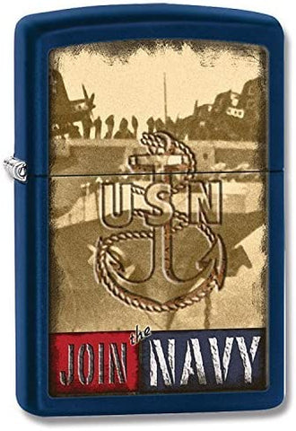 Zippo US Navy Logo Windproof Lighter, Blue Matte 28747