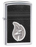 Zippo Leather Stitching High Polish Chrome 28800
