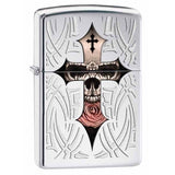 Zippo Cross-adorned Skull High Polish Chrome 28874