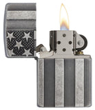 Zippo Armor American Flag Pocket Lighter, Antique Silver Plate 28974