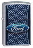 Zippo Ford Logo on Diamond Plate Pattern Street Chrome 29065