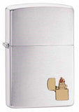 Zippo Gold Emblem Brushed Chrome 29102