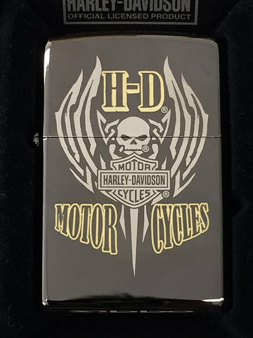 Zippo HD W/Skull & Wings Black Ice 29154