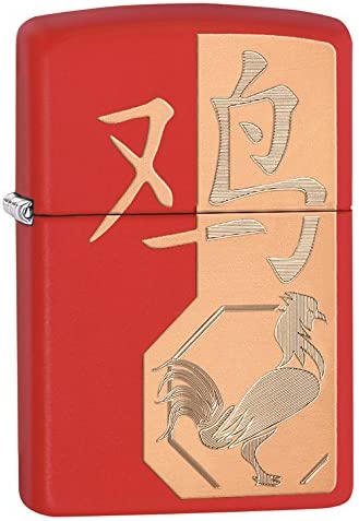 Zippo Year of The Rooster Red Matte Pocket Lighter 29259