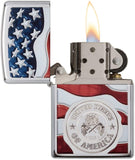 Zippo American Stamp on Flag High Polish Chrome 29395