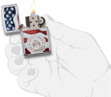 Zippo American Stamp on Flag High Polish Chrome 29395