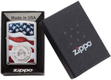 Zippo American Stamp on Flag High Polish Chrome 29395