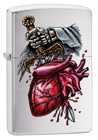 Zippo Goth Broken Heart Brushed Chrome 29406