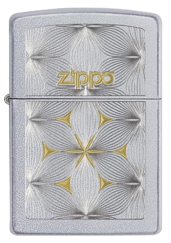 Zippo Flowers w/ Zippo Logos Satin Chrome 29411