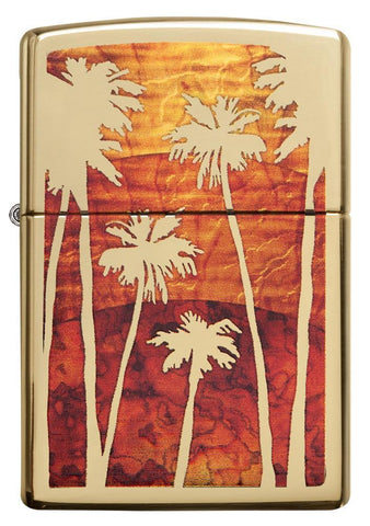 Zippo Fusion Palm Tree Sunset High Polish Brass 29420