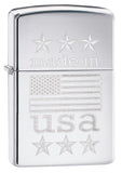Zippo Made in USA with Flag High Polish Chrome 29430