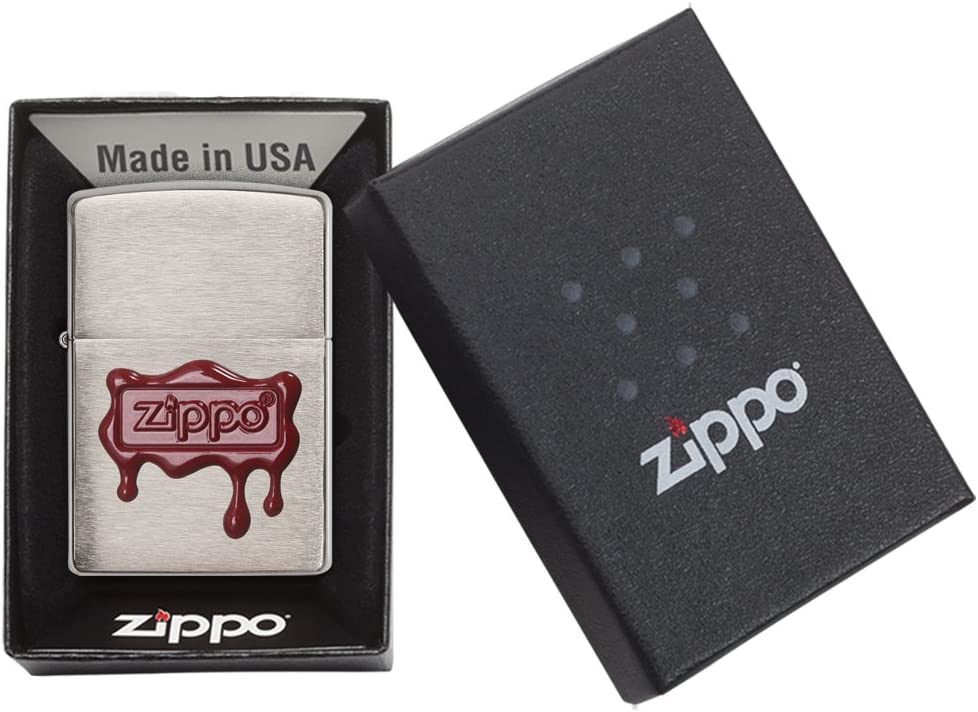 Zippo Red Wax Seal Brushed Chrome 29492 - Free Shipping - Real