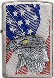 Zippo USA Flag with Eagle Emblem Brushed Chrome 29508