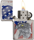 Zippo USA Flag with Eagle Emblem Brushed Chrome 29508