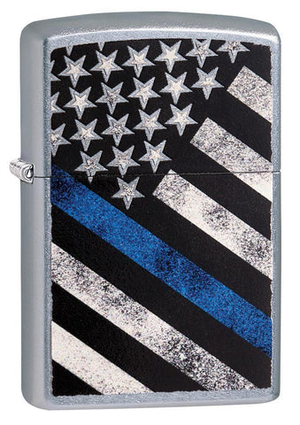Zippo Blue Line Street Chrome Pocket Lighter 29551