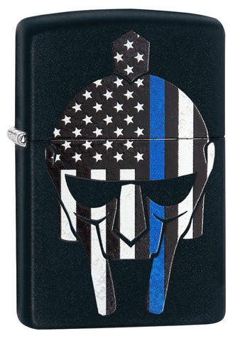 Zippo Gladiator Blue Line American Flag Black Matte 29552
