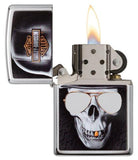 Zippo Harley-Davidson High Polish Chrome Skull Windproof Lighter 29739